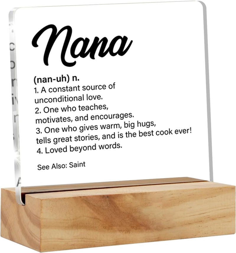 VAHATAN Nana Gifts From Granddaughter Grandson Grandchildren, Gifts for Grandma Birthday Christmas Mother's Day, Nana Definition Clear Desk Sign with Saying Grandmother Acrylic Sign Presents - Image 1